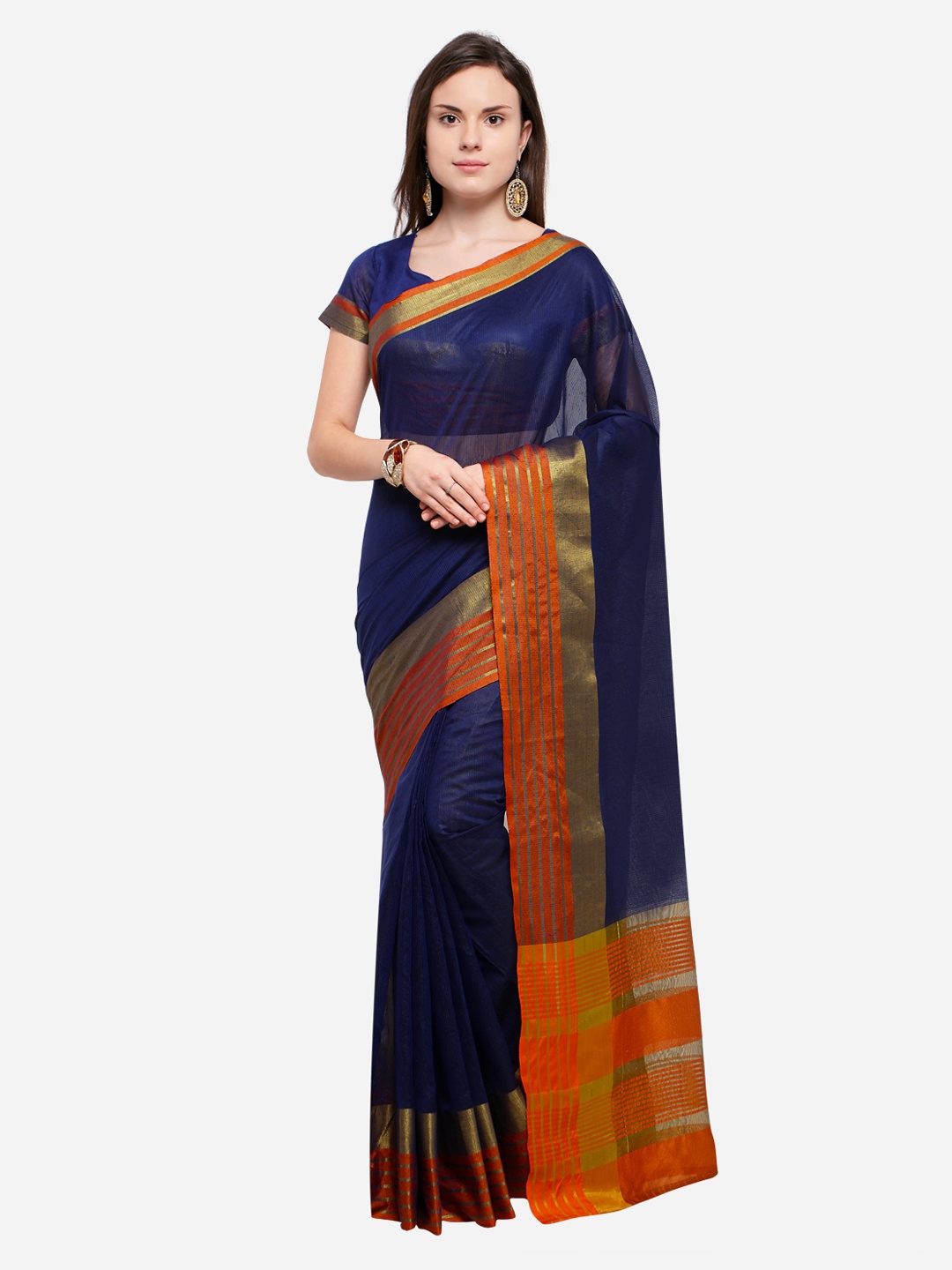 

Shaily Navy Blue Woven Design Silk Cotton Saree