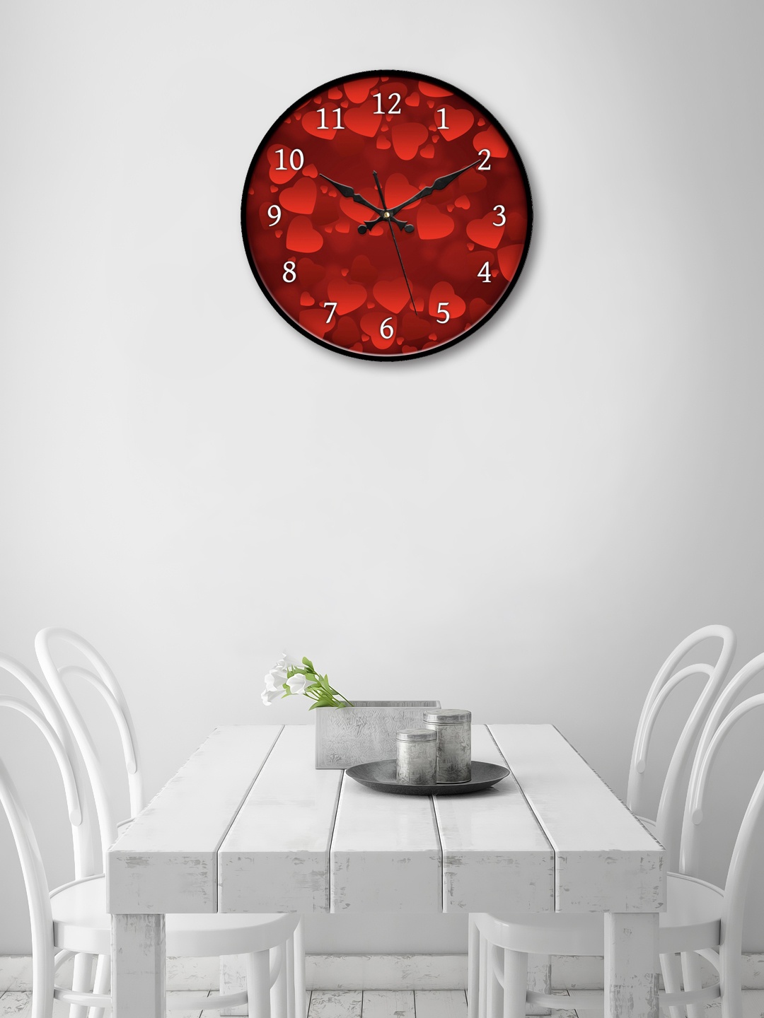 

999Store Red Round Printed Analogue Wall Clock