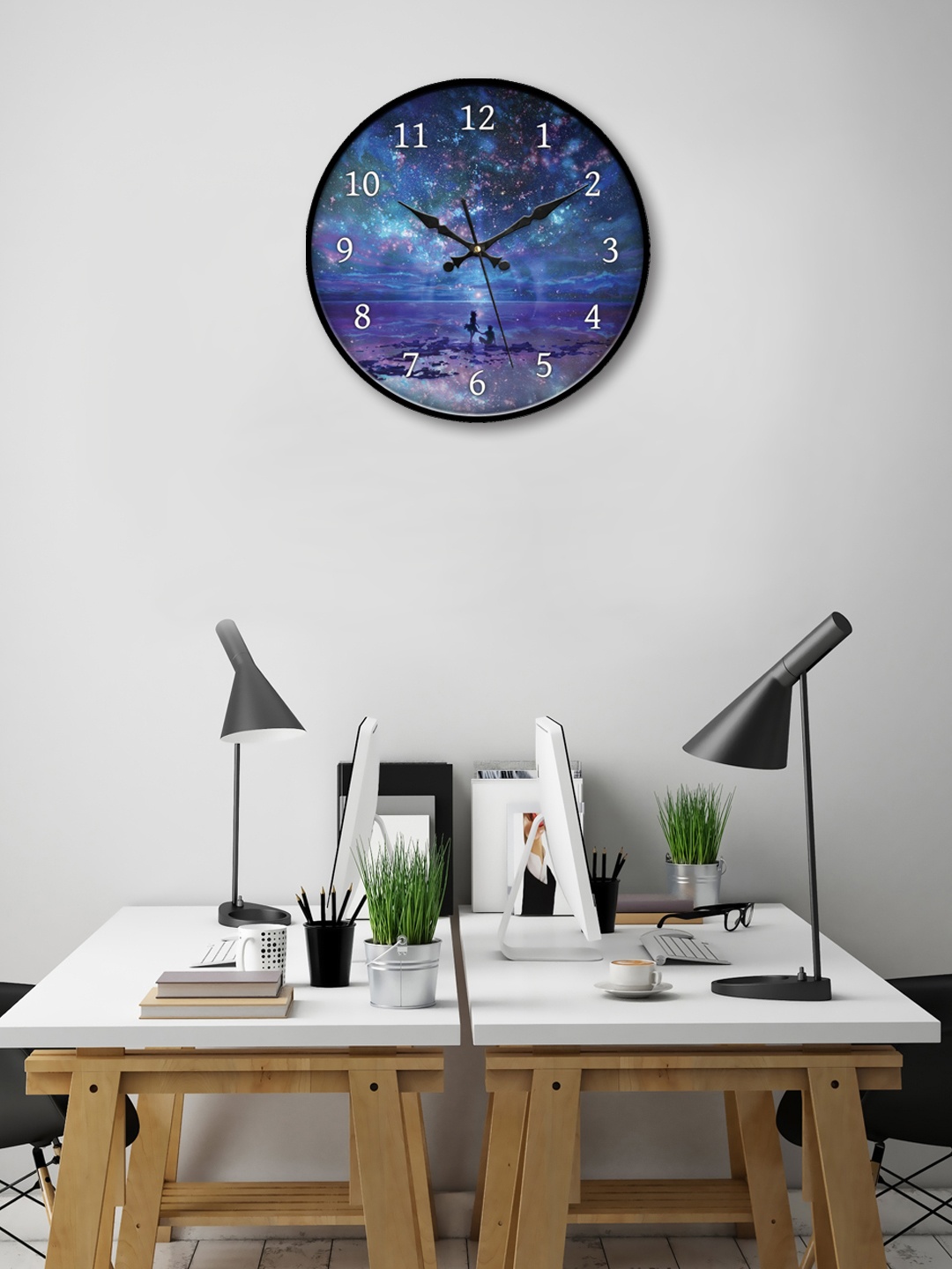 

999Store Blue Round Printed Analogue Wall Clock