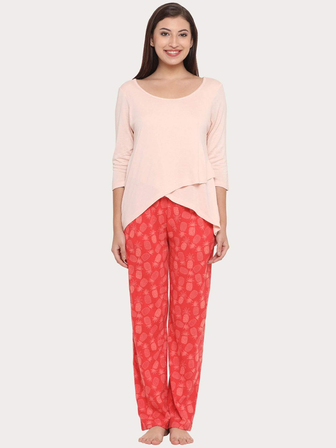 

Clovia Orange & Pink Printed Lounge Set
