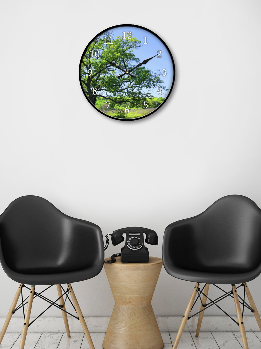 

999Store Green Round Printed Analogue Wall Clock