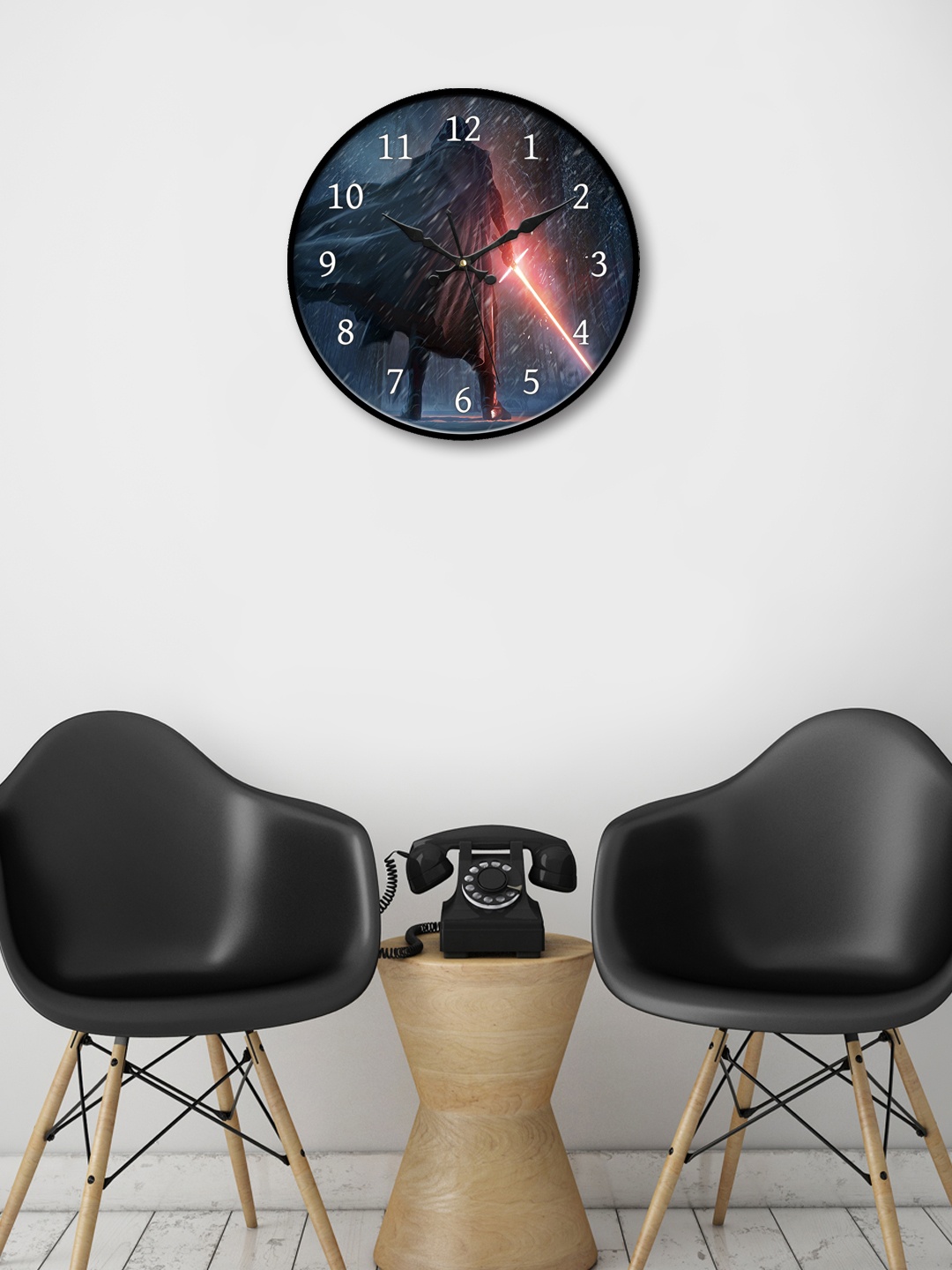 

999Store Charcoal Round Printed Analogue Wall Clock