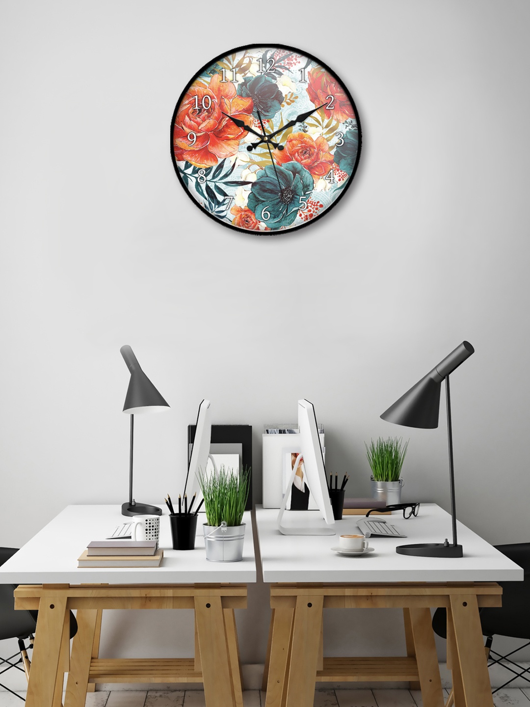 

999Store Multicoloured Round Printed Analogue Wall Clock, Multi