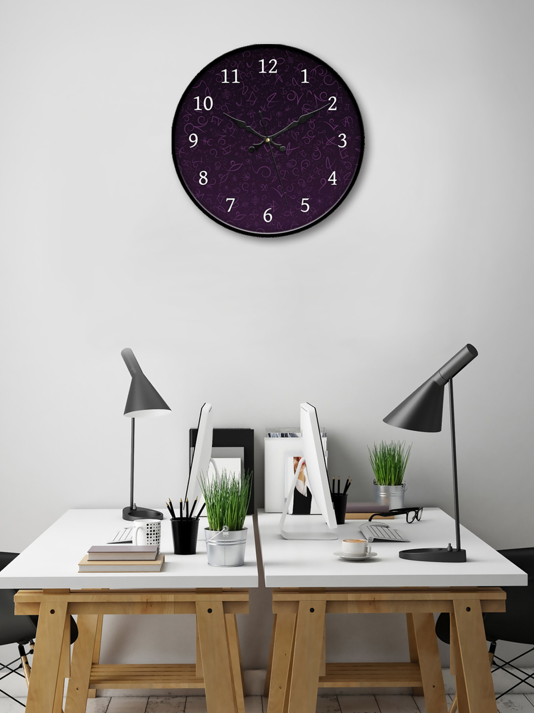 

999Store Purple Round Printed Analogue Wall Clock