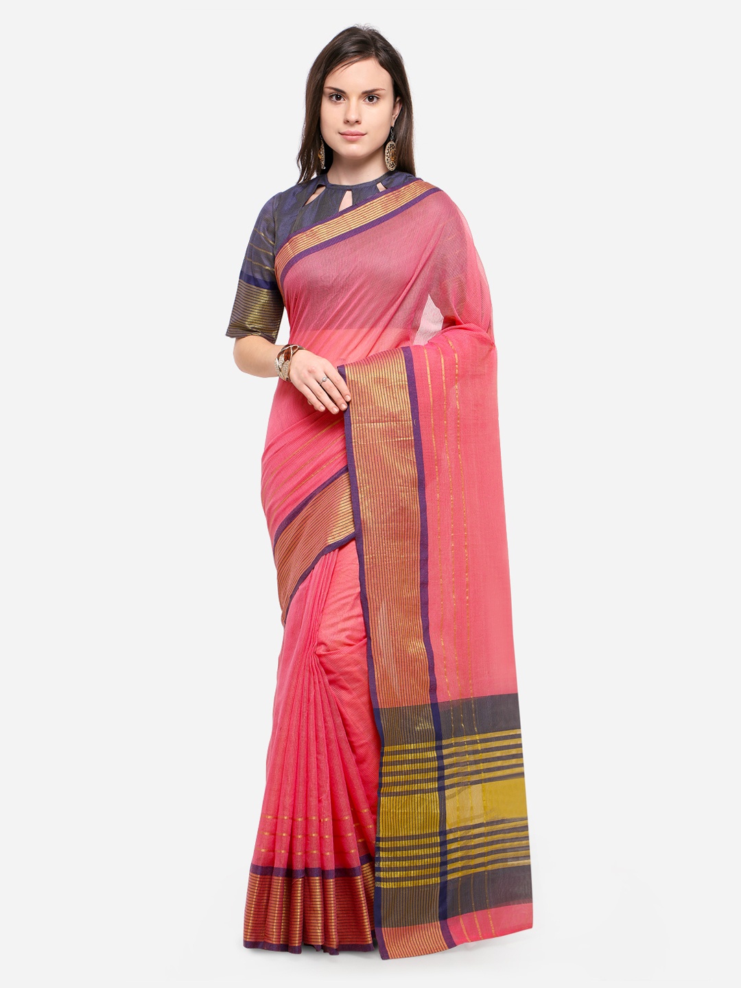 

Shaily Peach-Coloured Woven Design Silk Cotton Saree
