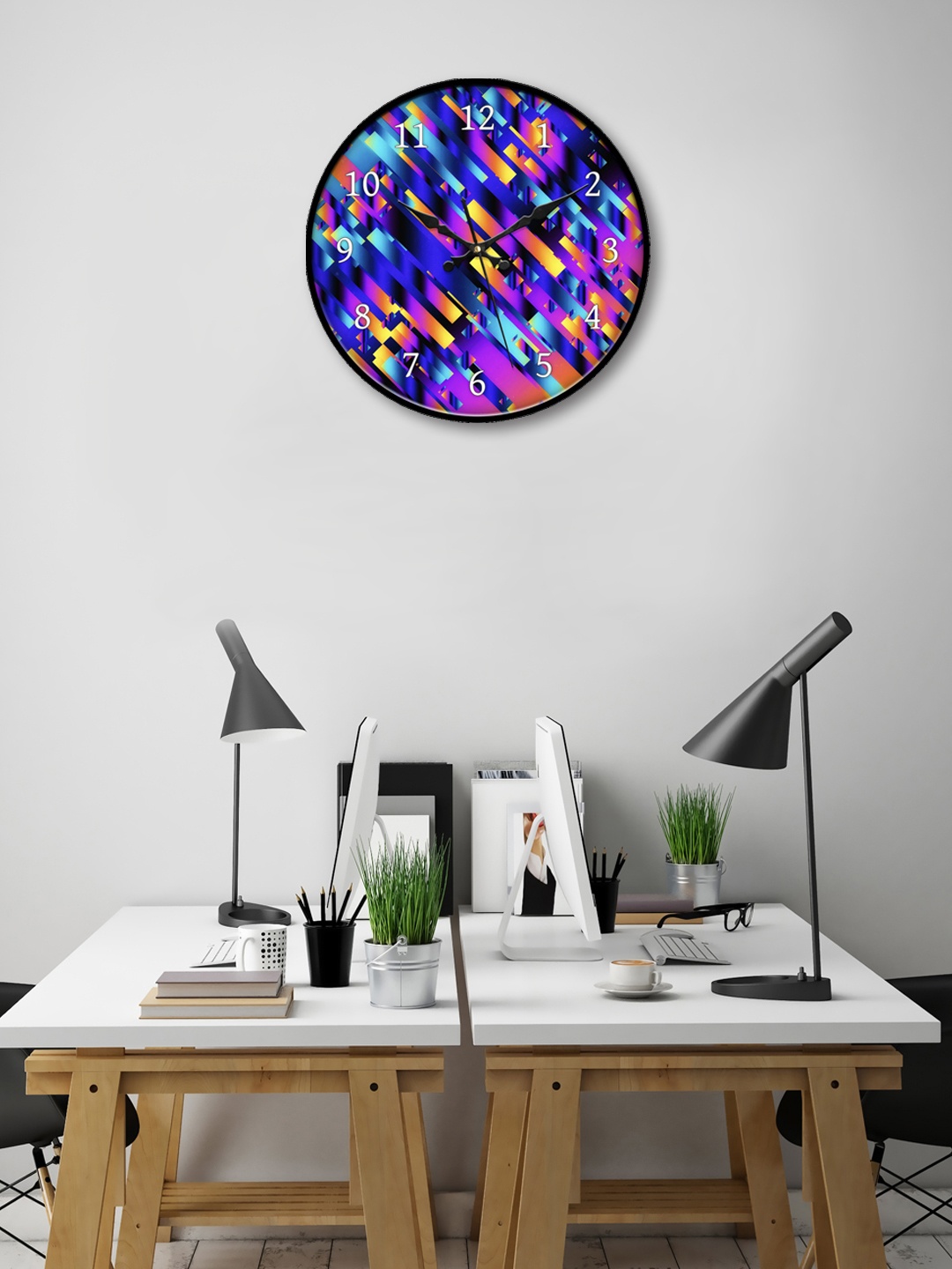 

999Store Multicoloured Round Printed Analogue Wall Clock, Multi