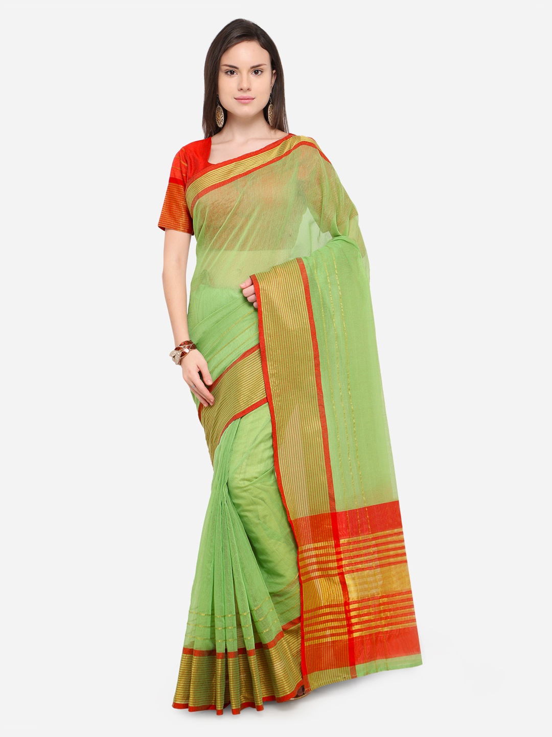 

Shaily Lime Green Woven Design Silk Cotton Saree