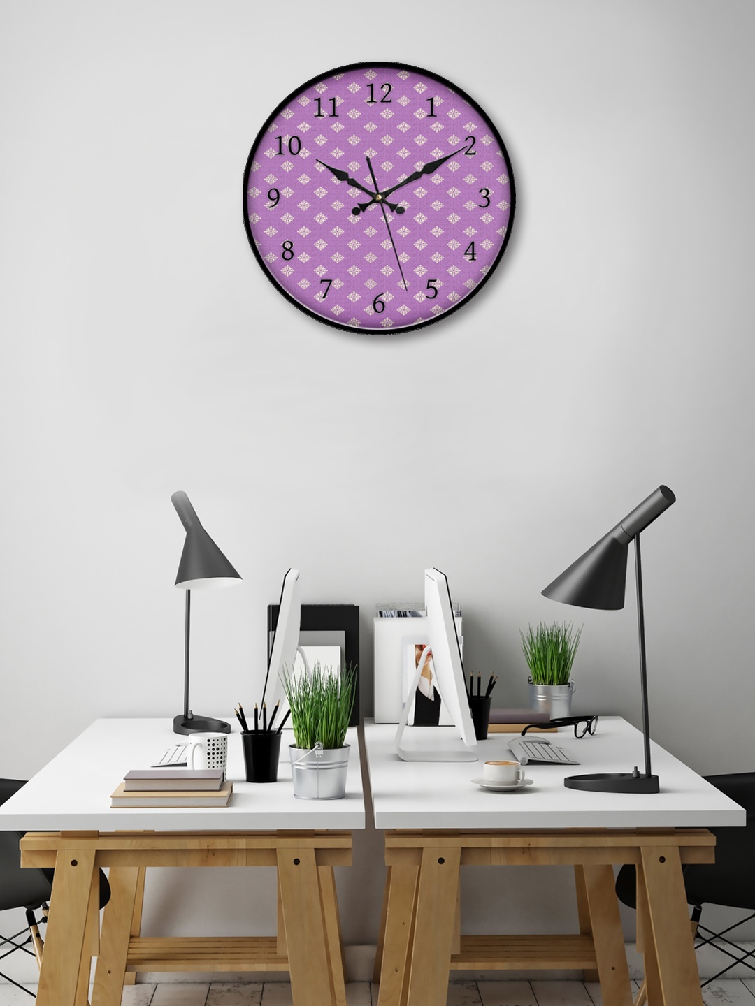 

999Store Purple Round Printed Analogue Wall Clock