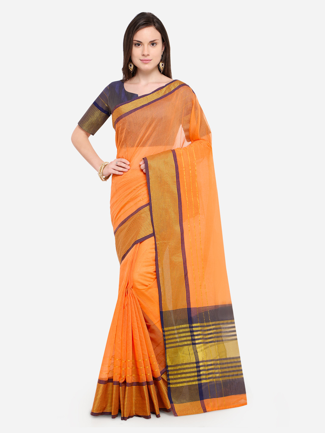 

Shaily Orange Woven Design Silk Cotton Saree