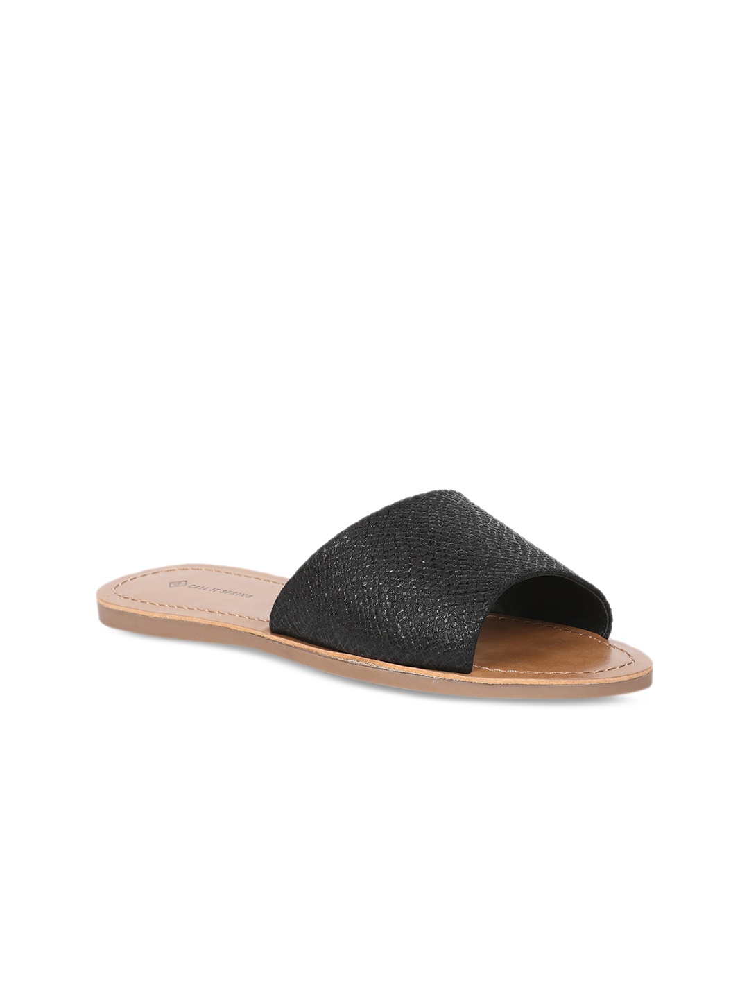 

Call It Spring Women Black Solid Synthetic Open Toe Flats