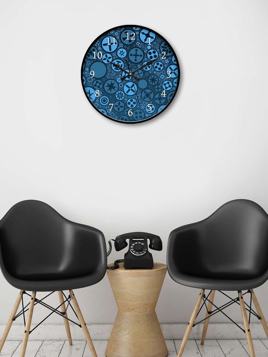 

999Store Blue Round Printed Analogue Wall Clock