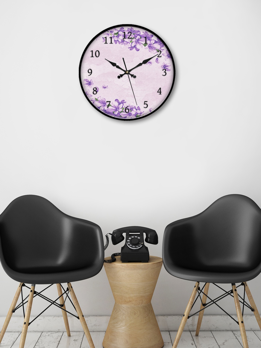 

999Store Purple Round Printed Analogue Wall Clock