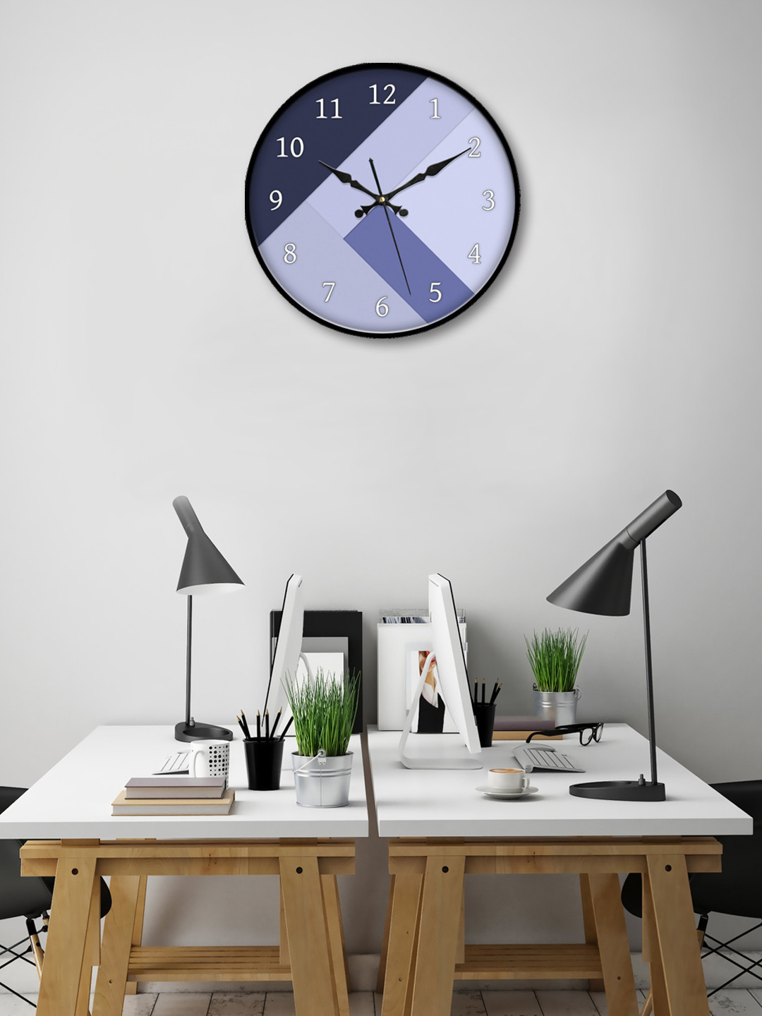

999Store Blue Round Printed Analogue Wall Clock