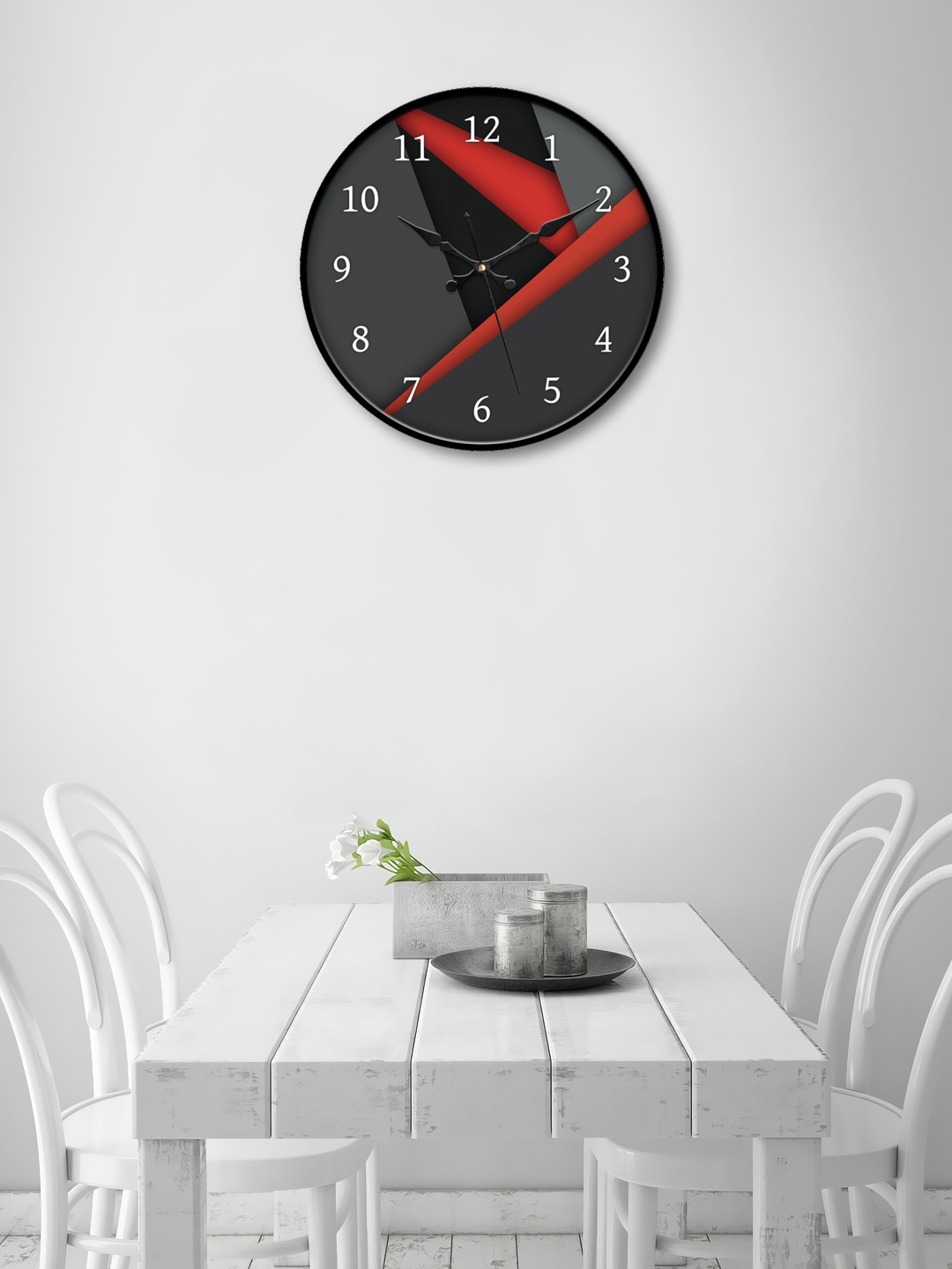

999Store Black & Red Round Printed Analogue Wall Clock