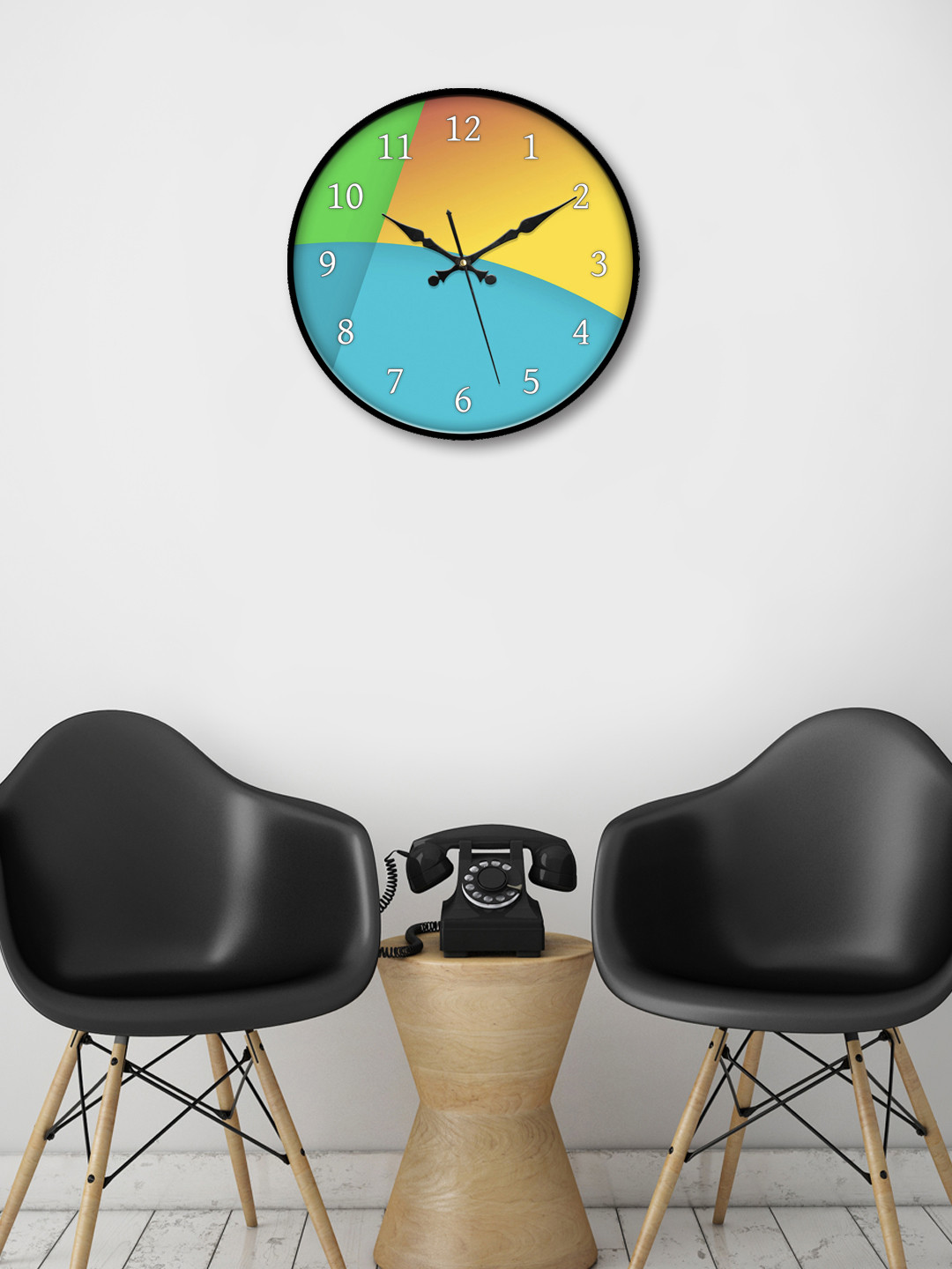 

999Store Multicoloured Round Printed Analogue Wall Clock, Multi