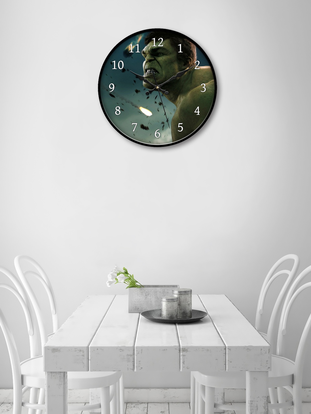 999Store Green Round Printed Analogue Wall Clock