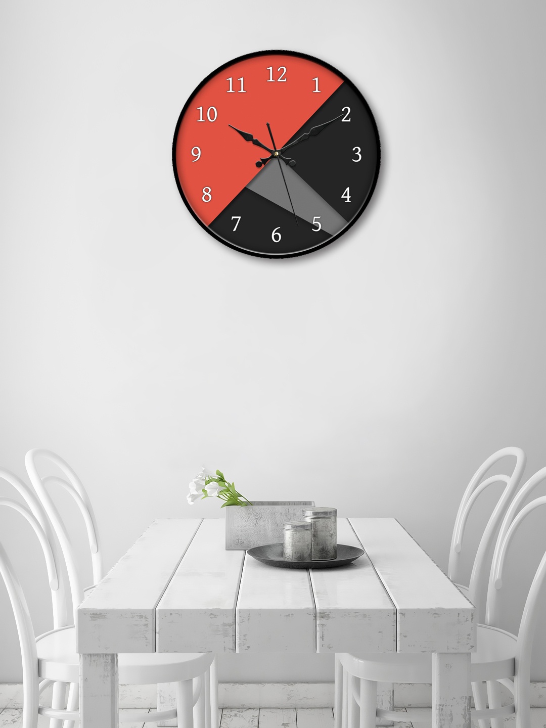 

999Store Red Round Printed Analogue Wall Clock