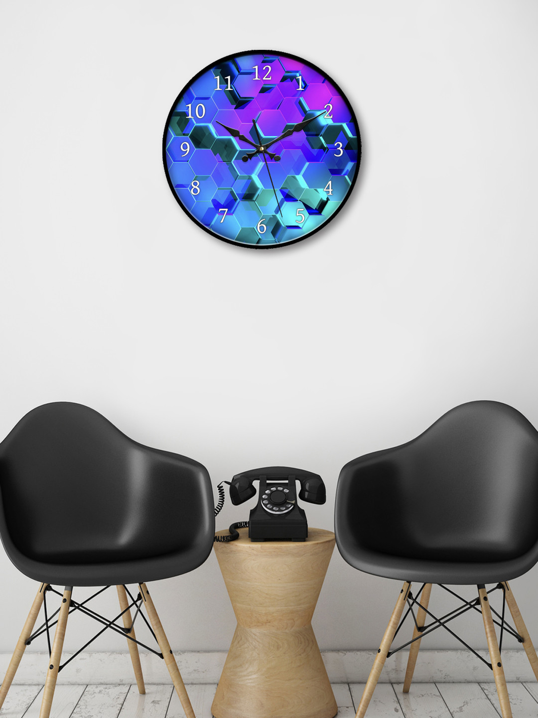 

999Store Blue Round Printed 30.48 cm Analogue Wall Clock