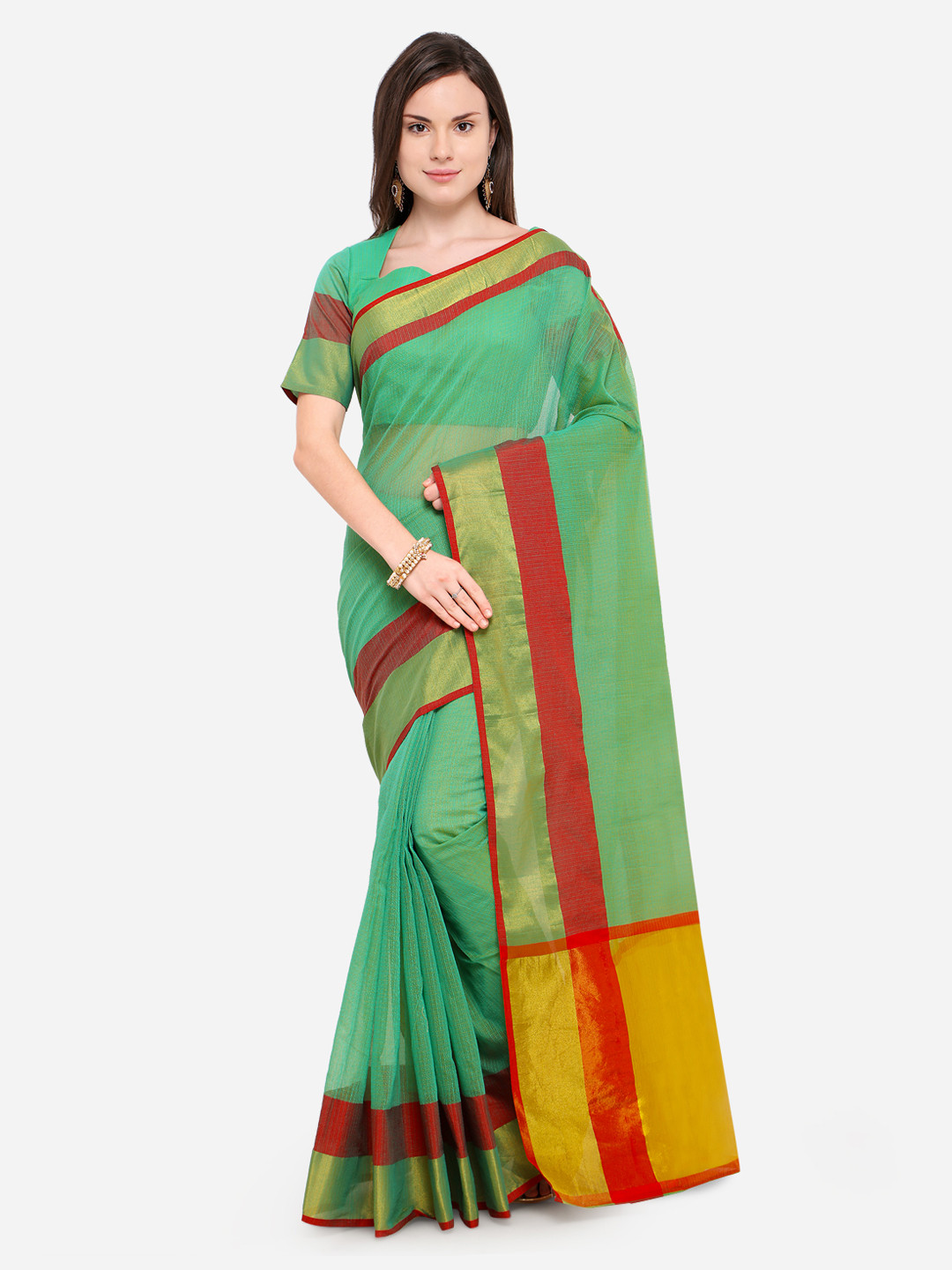 

Shaily Sea Green Woven Design Silk Cotton Saree