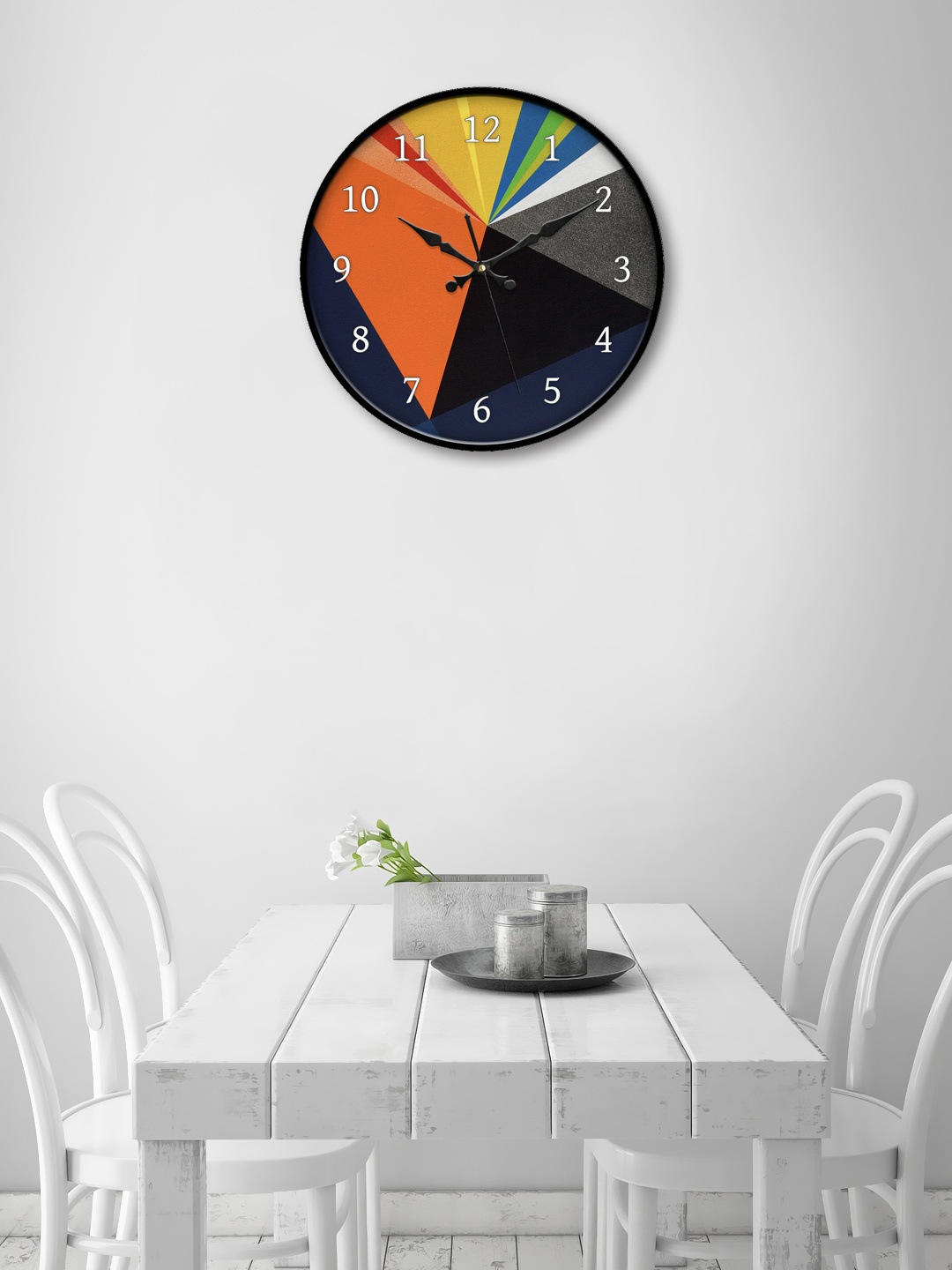 

999Store Multicoloured Round Printed 30.48 cm Analogue Wall Clock, Multi