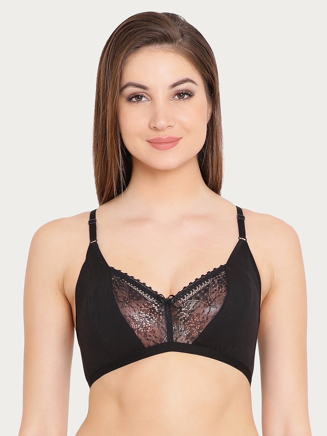 

Clovia Cotton Rich Non-Padded Non-Wired Bra, Black