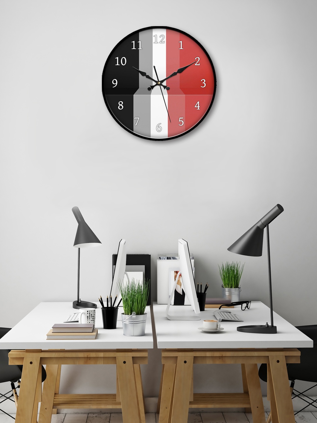 

999Store Black Round Printed Analogue Wall Clock