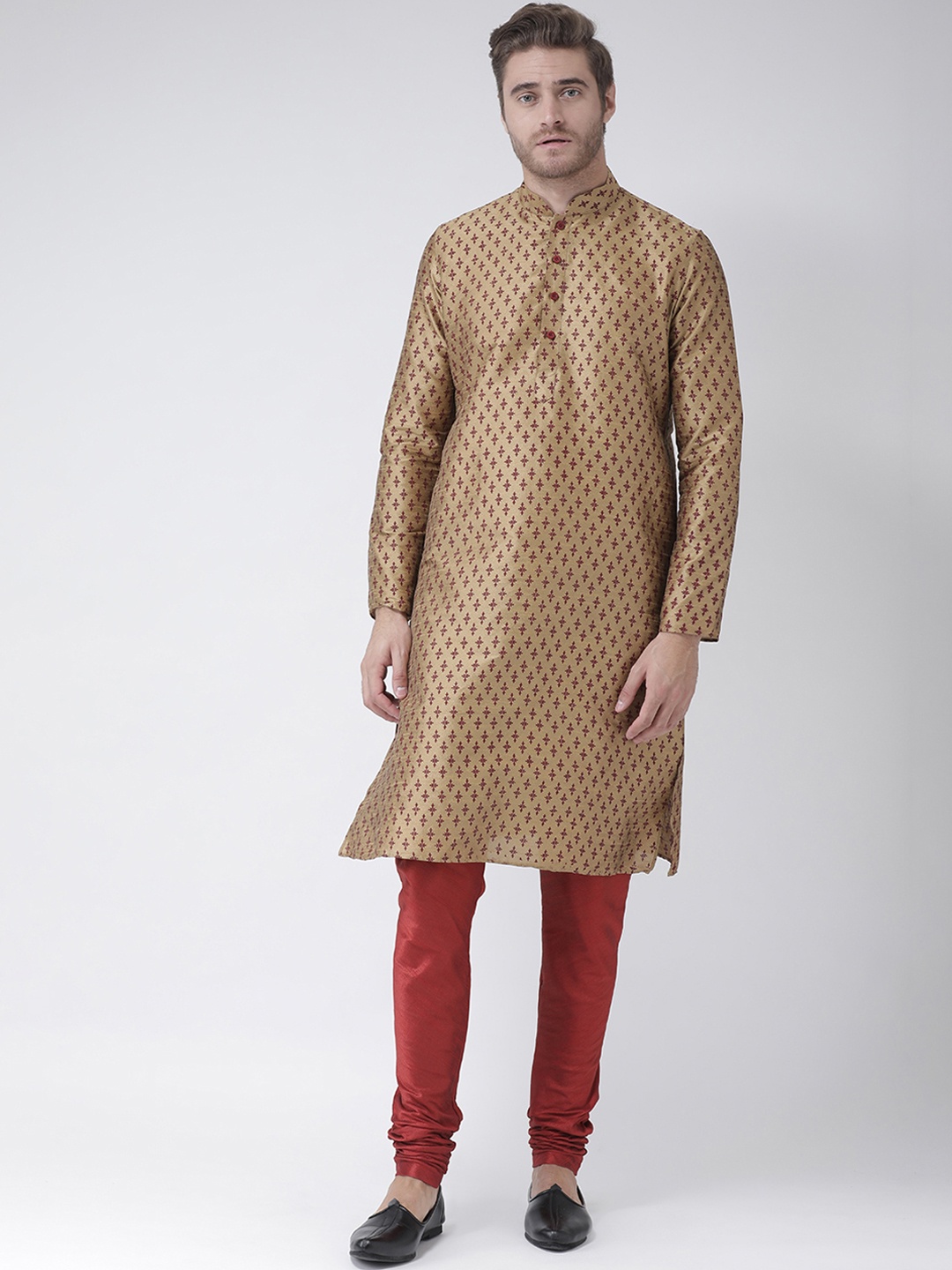 

DEYANN Men Brown & Beige Printed Straight Kurta