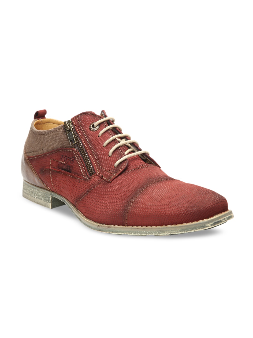 

Bugatti Men Red Textured Leather Derbys