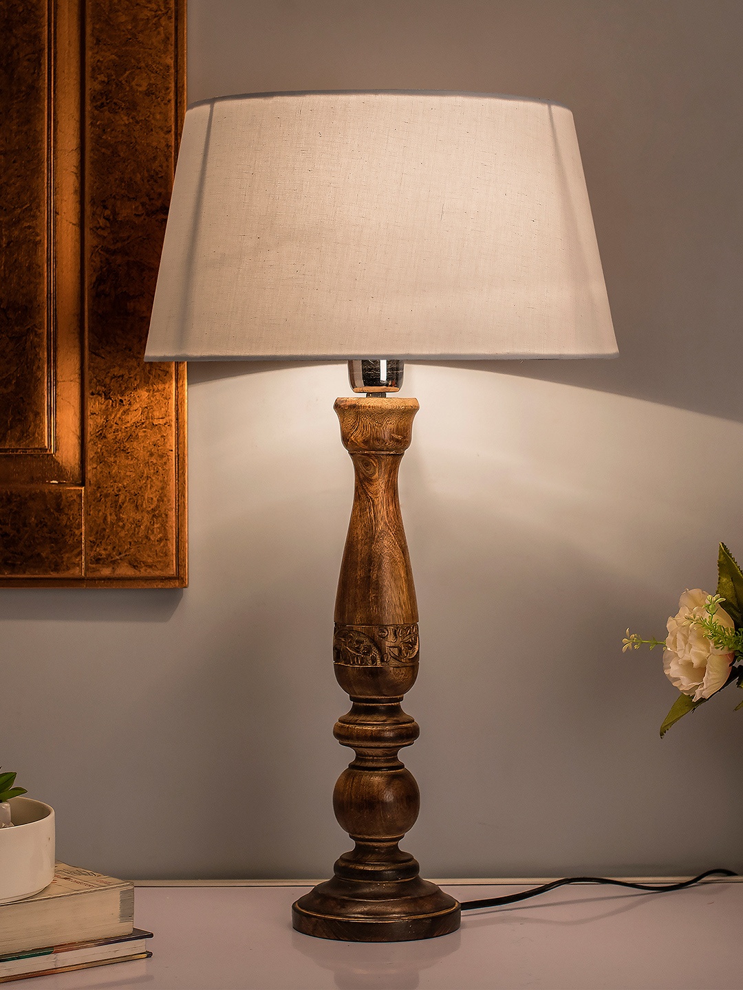 

Homesake Brown Solid Bedside Standard Table Lamp with Shade