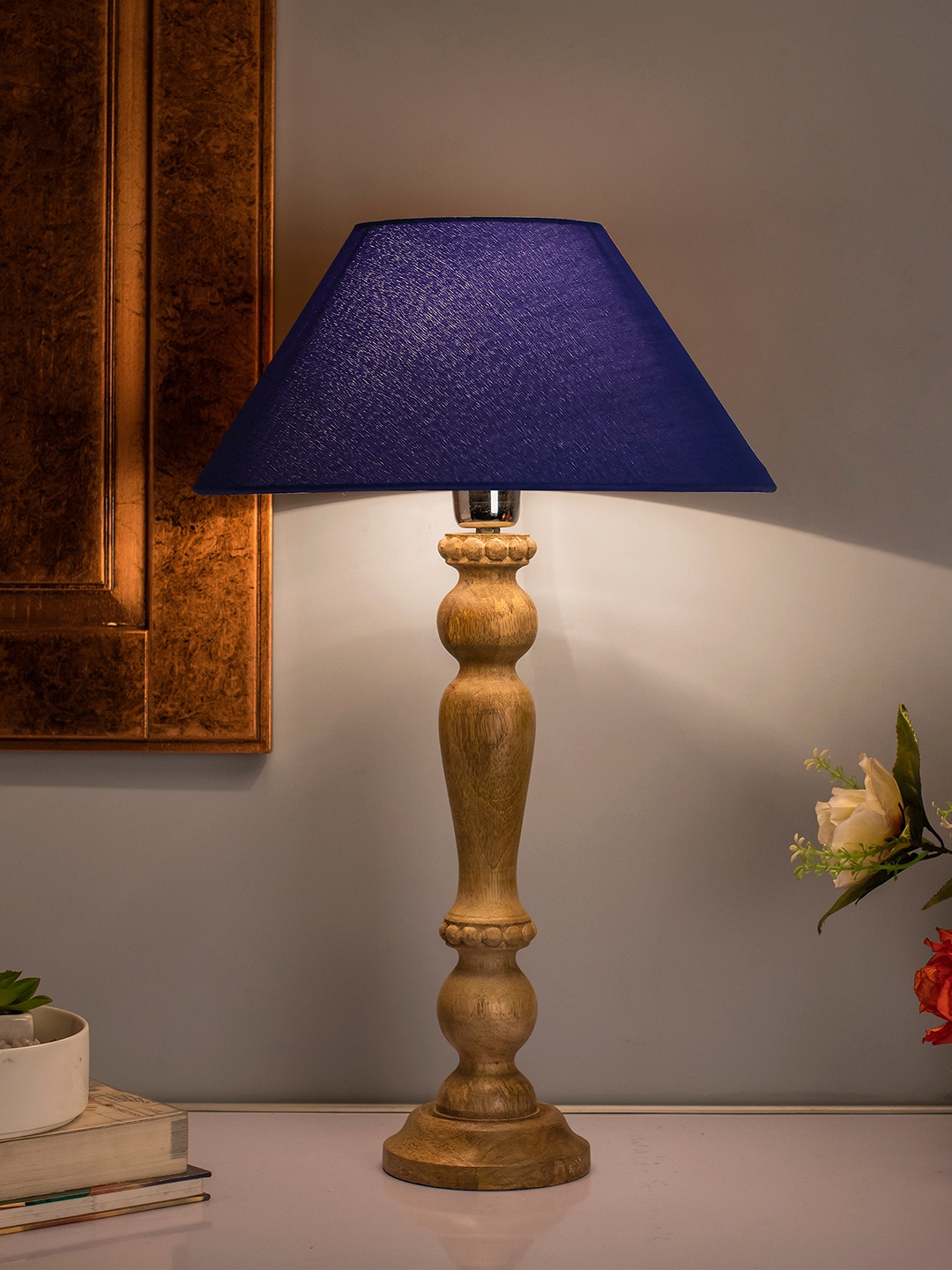 

Homesake Beige Solid Handcrafted Bedside Standard Table Lamp with Shade