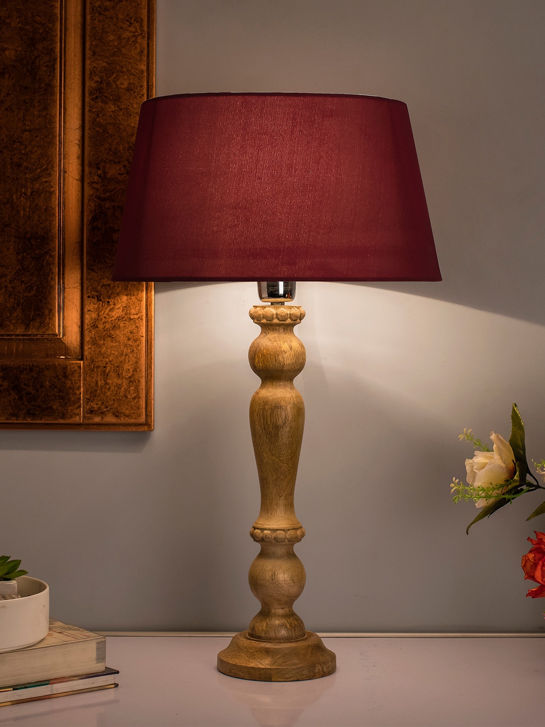 

Homesake Beige Solid Bedside Standard Table Lamp with Shade