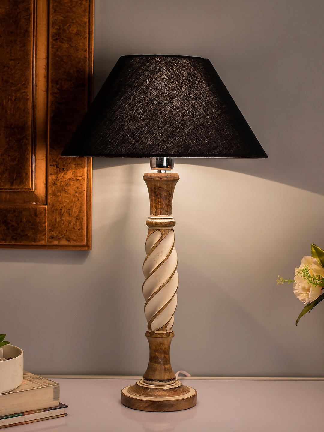 

Homesake Brown & Blue Textured Bedside Standard Table Lamp