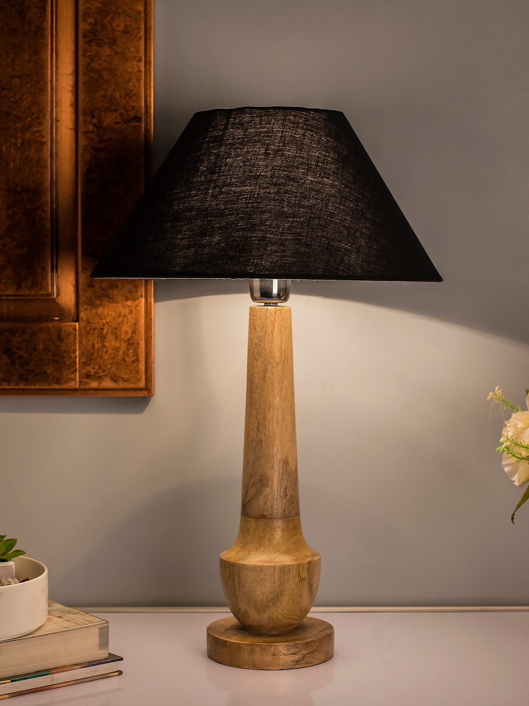 Homesake Blue Solid Handcrafted Bedside Standard Table Lamp with Shade