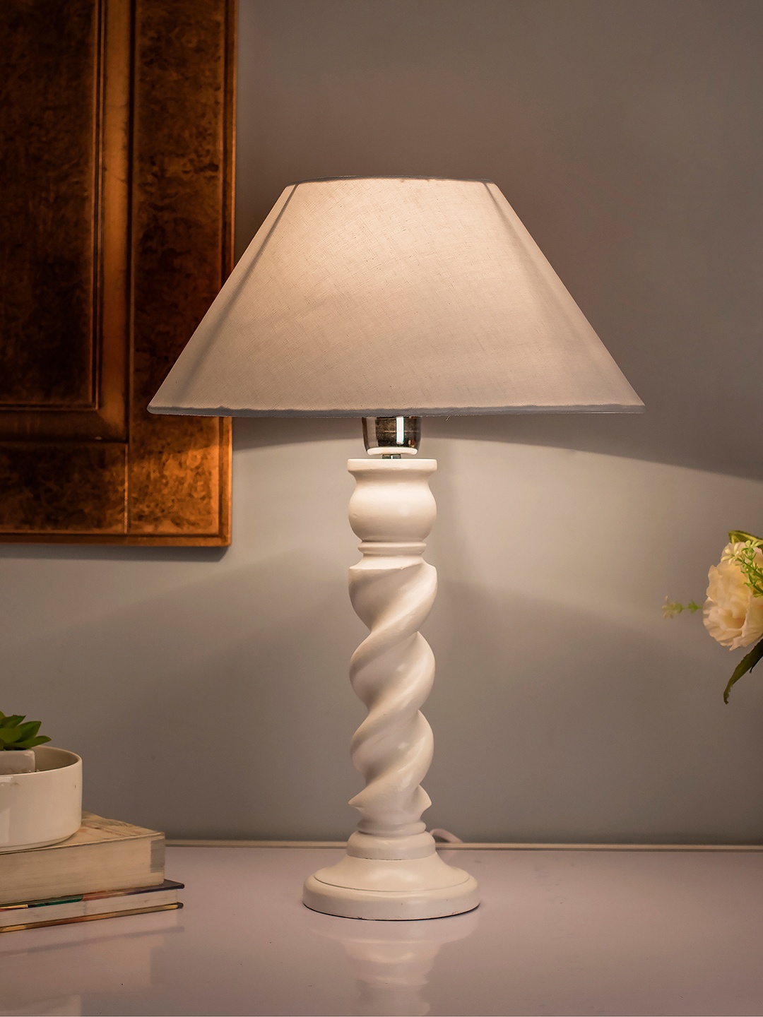 Homesake White Solid Bedside Standard Table Lamp with Shade