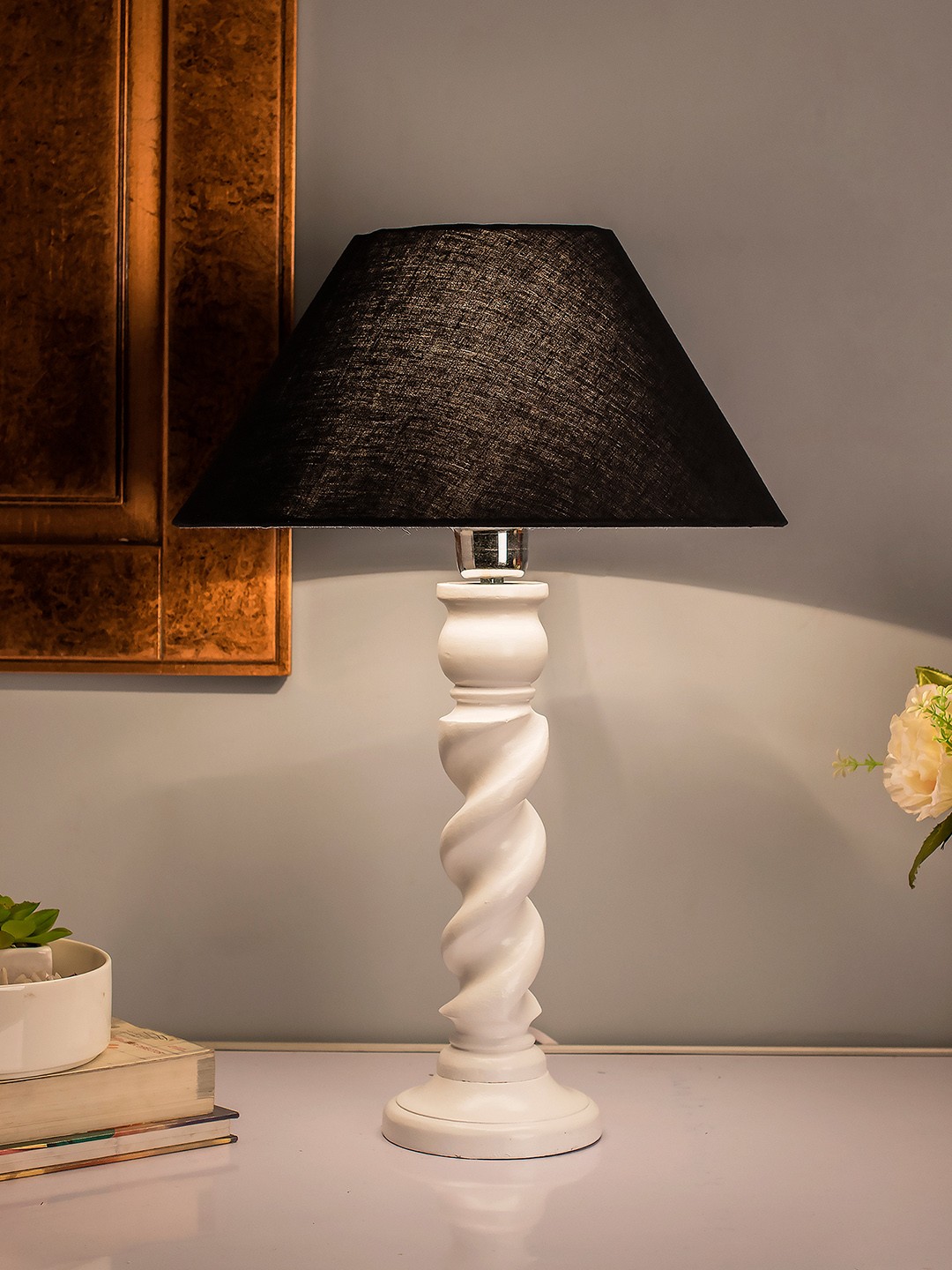 

Homesake Navy Blue Solid Handcrafted Bedside Standard Table Lamp with Shade