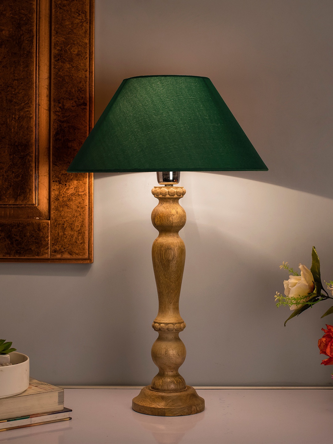 

Homesake Beige Solid Bedside Standard Table Lamp with Shade