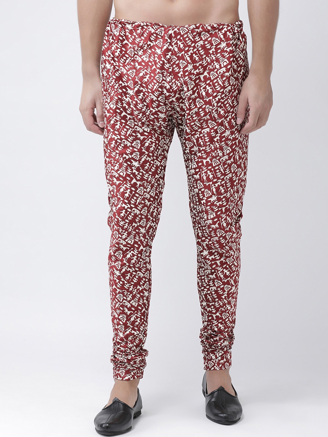 

DEYANN Men Maroon Printed Silk Pyjamas