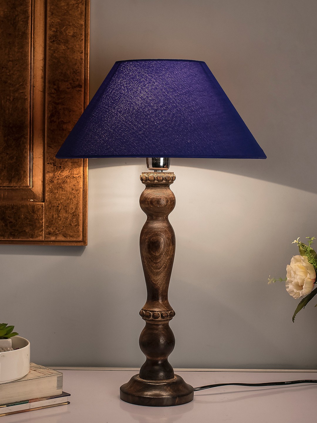 

Homesake Black Solid Handcrafted Bedside Table Lamp with Shade
