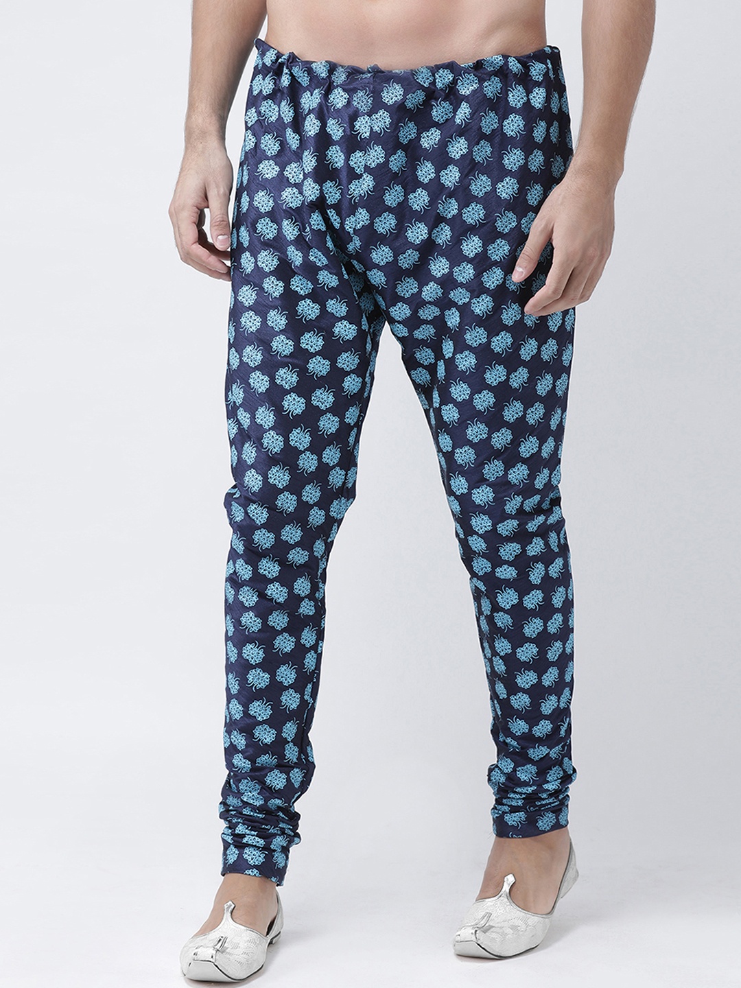 

DEYANN Men Navy Blue Printed Silk Pyjamas