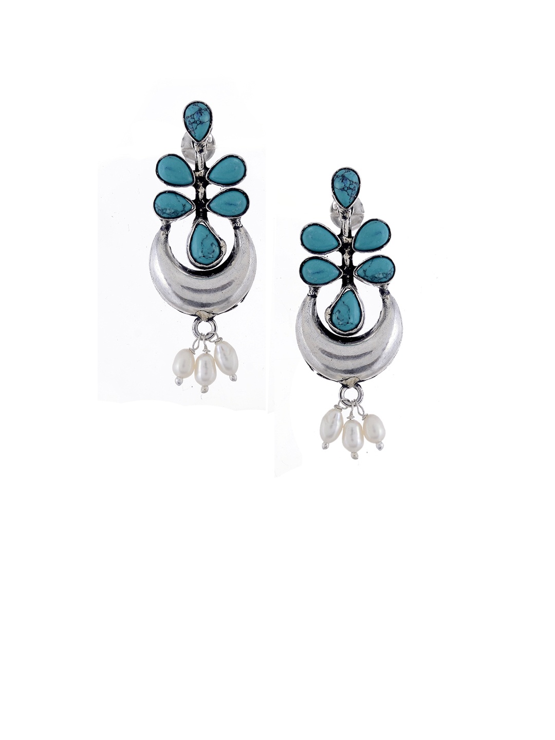 

Silvermerc Designs Silver-Plated & Blue Oxidised Classic Drop Earrings