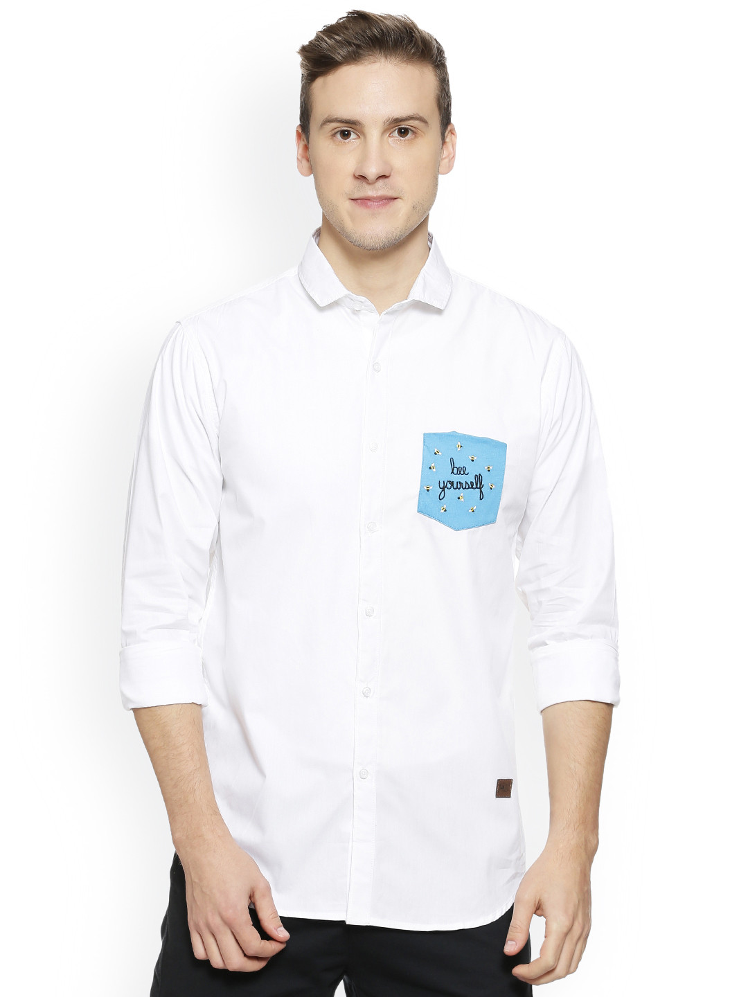 

Campus Sutra Men White Regular Fit Solid Casual Shirt