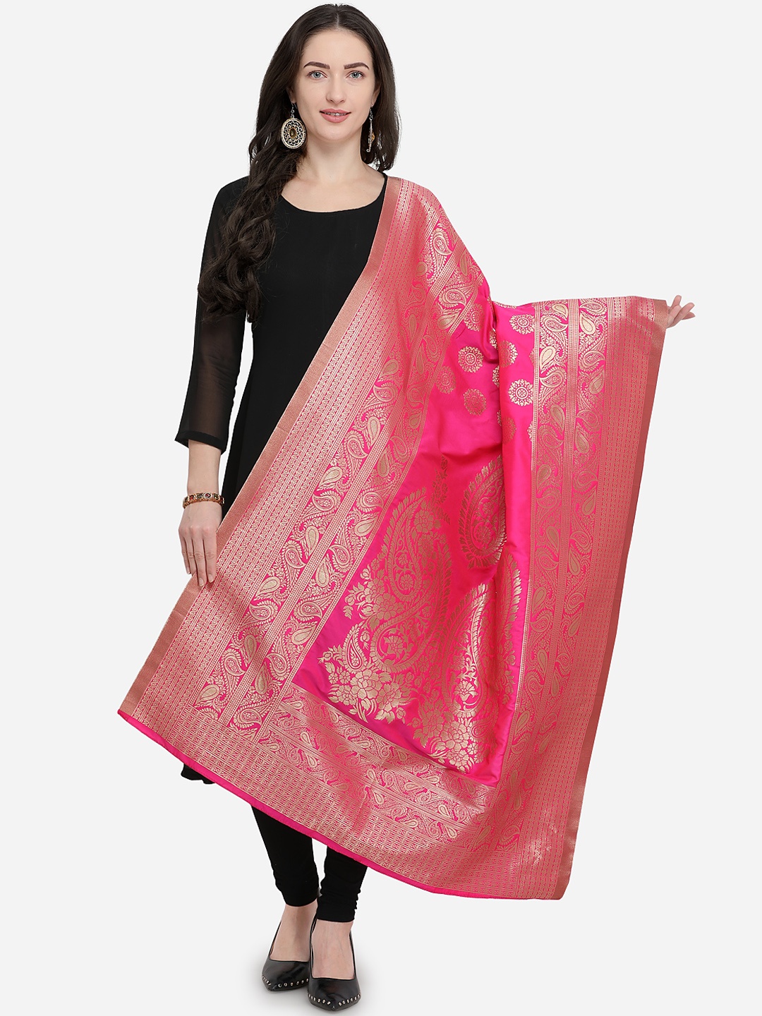 

mf Pink Woven Design Dupatta