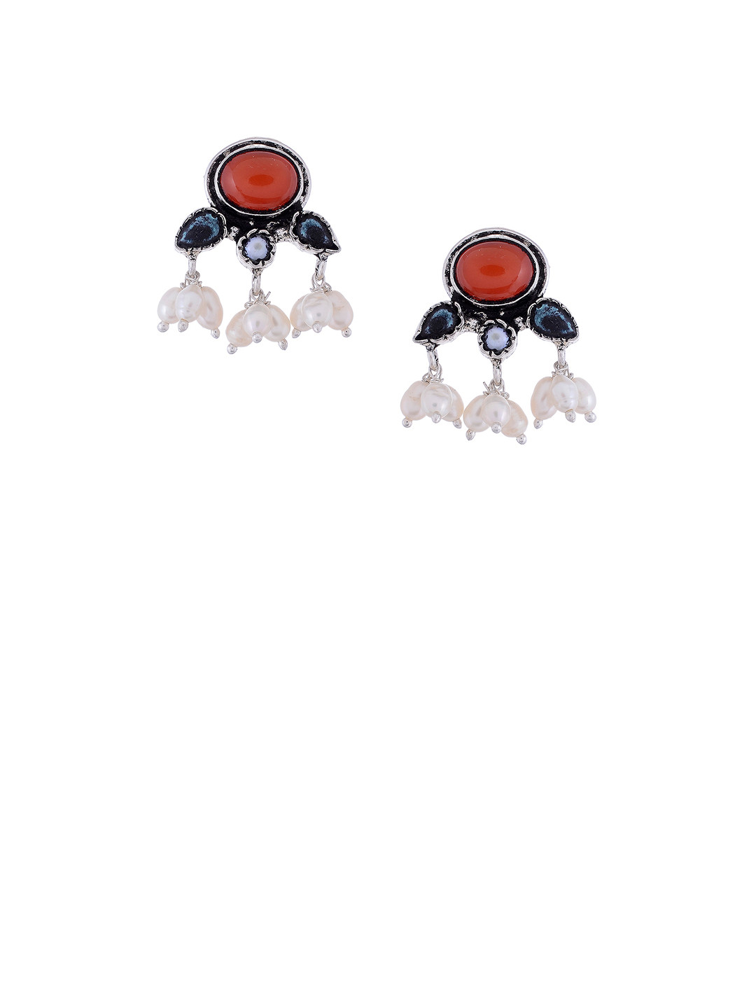 

Silvermerc Designs Silver-Plated & Orange Oxidised Classic Studs