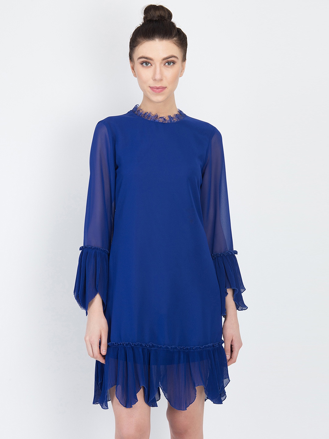 

NIZA Women Blue Solid A-Line Dress