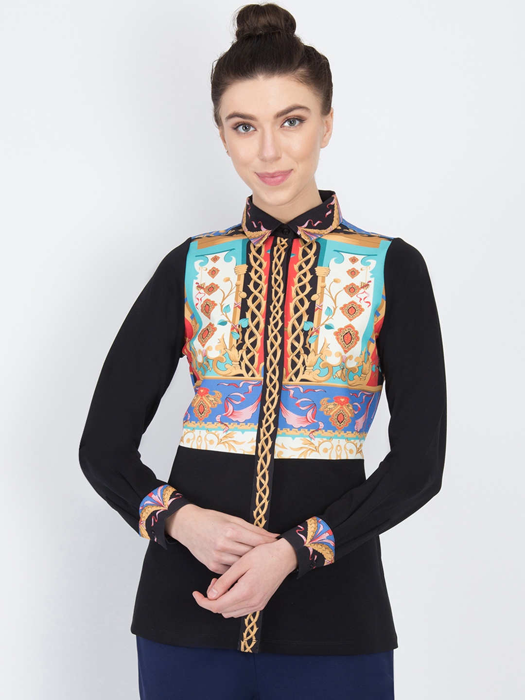 

NIZA Women Black Printed Top