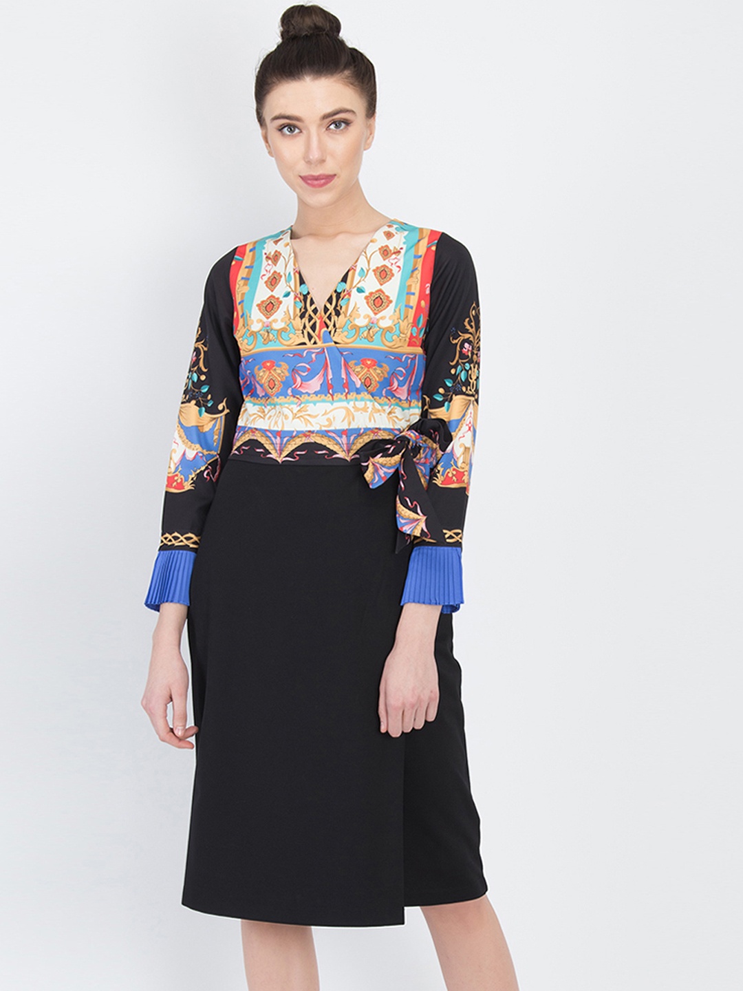 

NIZA Women Black Striped A-Line Dress