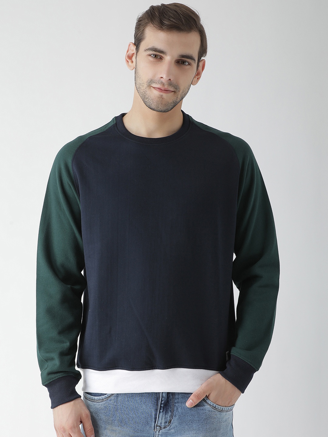 

GRIFFEL Men Navy Blue Solid Sweatshirt