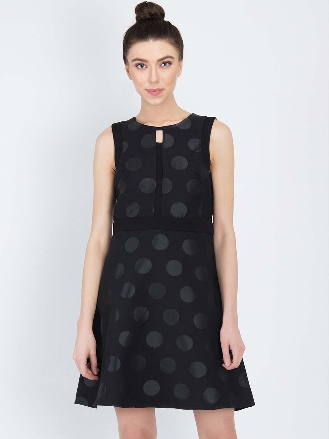 

NIZA Women Black Printed A-Line Dress