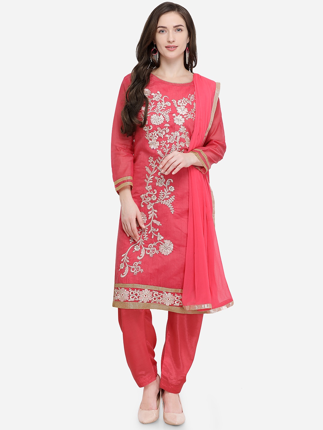 

Blissta Pink Cotton Blend Unstitched Dress Material