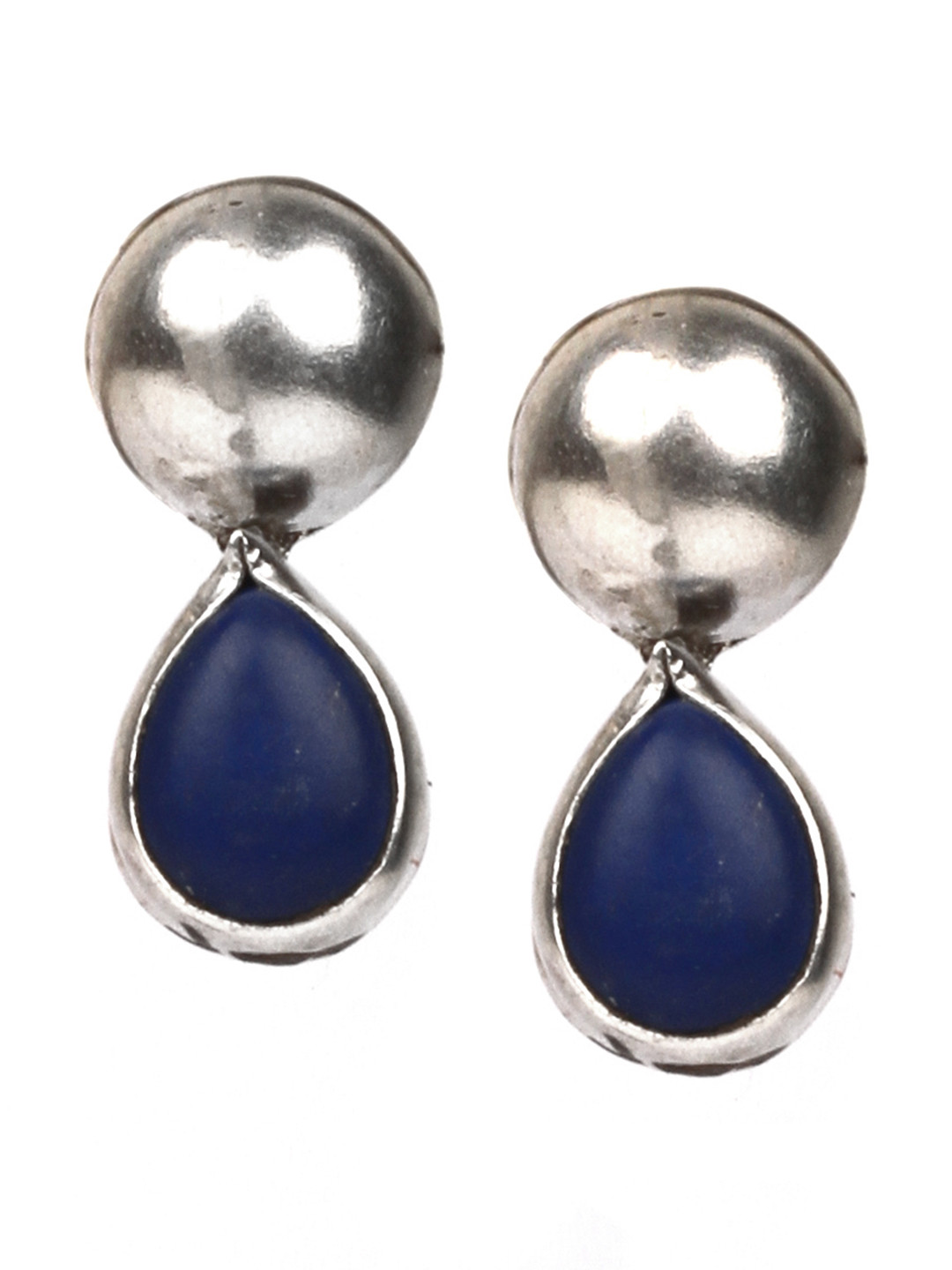 

SANGEETA BOOCHRA Blue Silver-Plated Geometric Drop Earrings